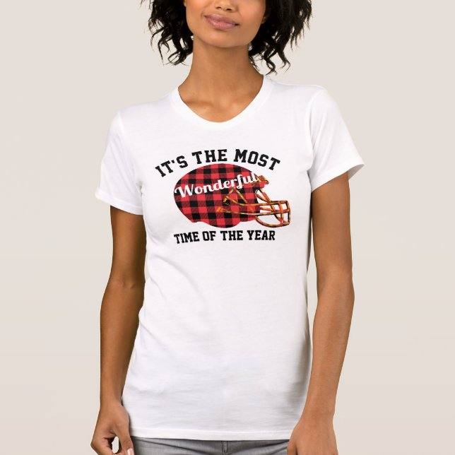 Plaid Christmas Bowl Football Jersey T-Shirt (Front)