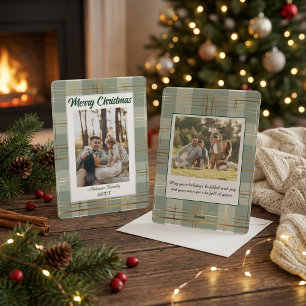 Plaid Christmas Card with Family Photo