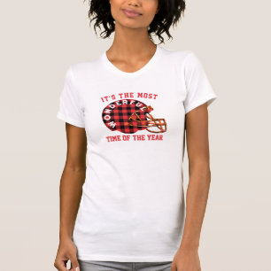 Plaid Christmas Football Girlfriend Tee, Custom  T-Shirt