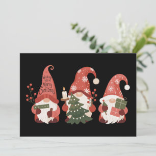 Plaid Christmas Gnomes Santa Funny Merry Christmas Holiday Card