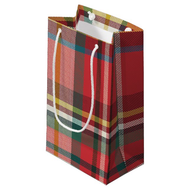 Plaid Christmas Holiday Red Green Rustic Small Gift Bag (Front Angled)