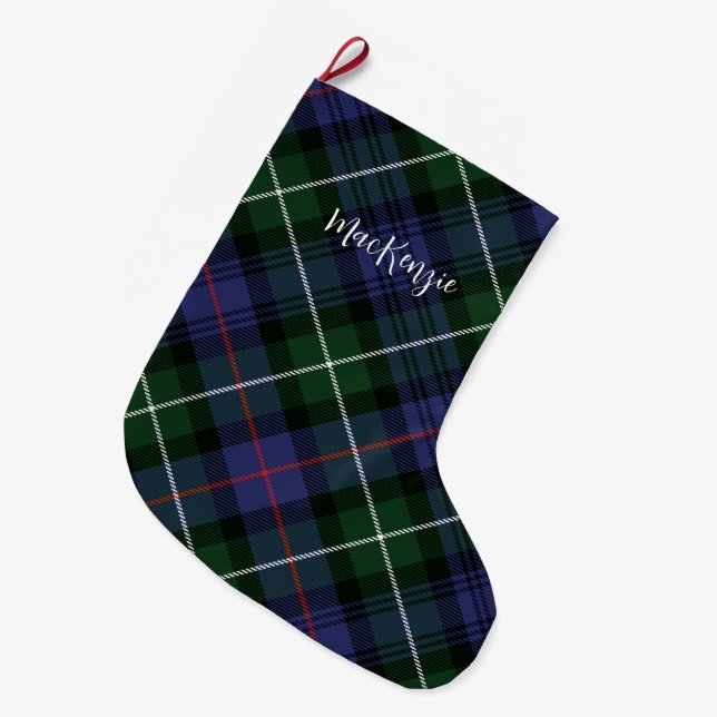 Plaid Christmas Holidays MacKenzie Tartan Large Christmas Stocking (Front (Hanging))