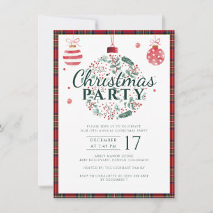 Plaid Christmas Holidays Party Elegant Invitation