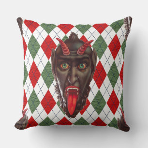 plaid christmas krampus cushion