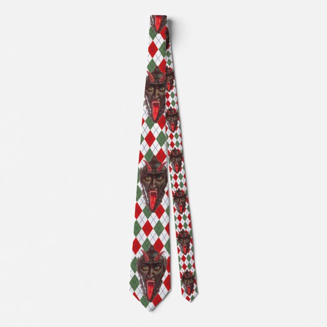 plaid christmas krampus tie (Front)