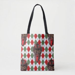 plaid christmas krampus tote bag