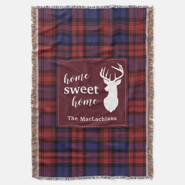 Plaid Christmas MacLachlan Personalised Tartan Throw Blanket (Front Vertical)