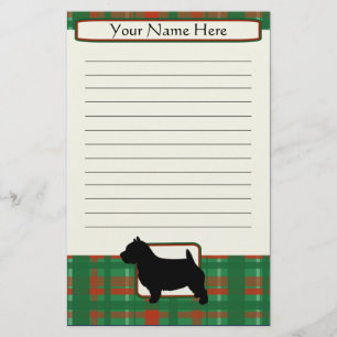 Plaid Christmas Norwich Terrier Stationery