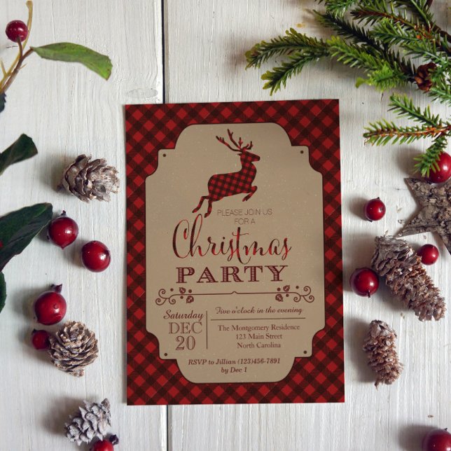 Plaid Christmas Party Holiday Invitation (Creator Uploaded)