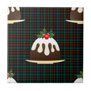 plaid christmas puddings ceramic tile