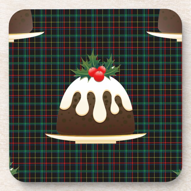 plaid christmas puddings coaster (Front)