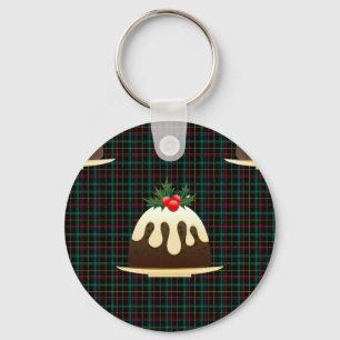 plaid christmas puddings key ring