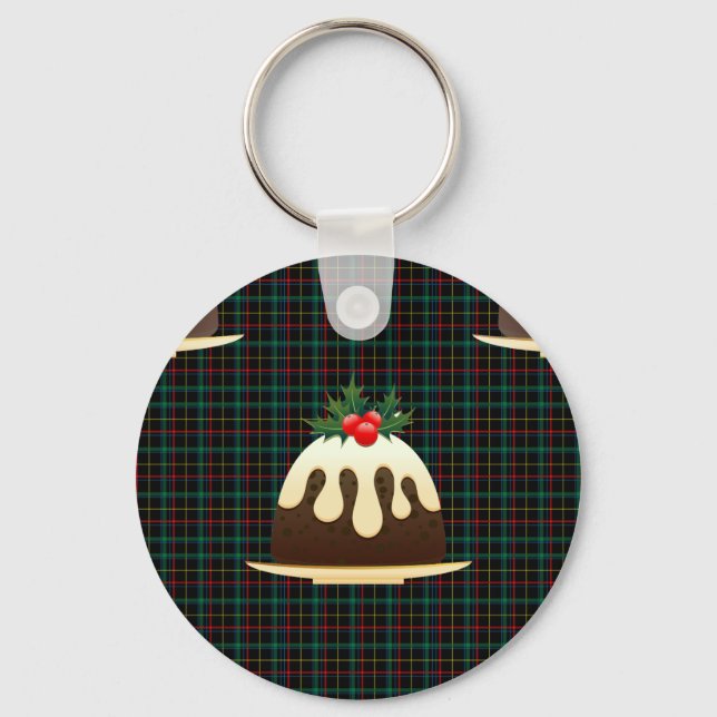 plaid christmas puddings key ring (Front)