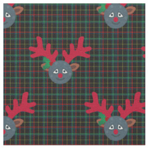 plaid christmas reindeer moon emoji fabric