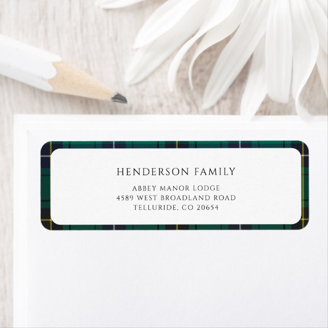 Plaid Christmas Rustic Tartan Return Address Label (Insitu)