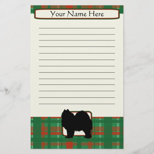 Plaid Christmas Samoyed Stationery (Front)