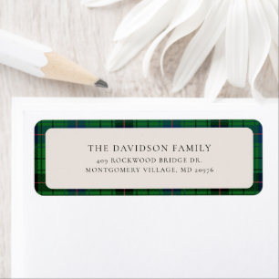 Plaid Christmas Tartan Green Custom Return Address Label