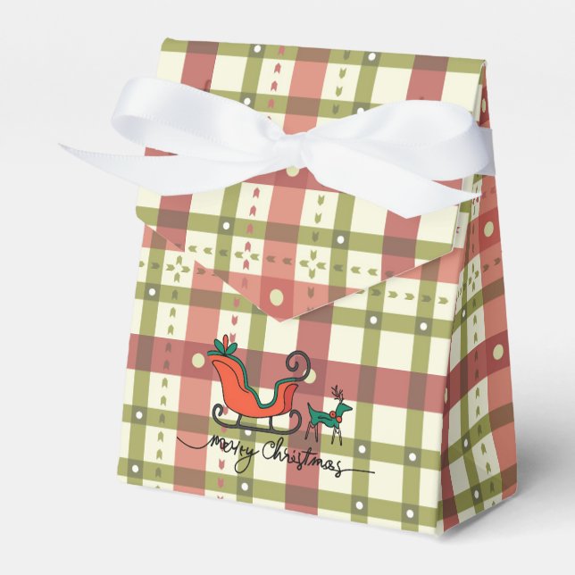 Plaid Christmas Tent Favour Box (Front Side)