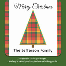 Plaid Christmas Tree Christmas Stickers