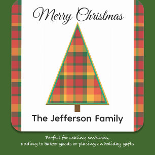 Plaid Christmas Tree Christmas Stickers