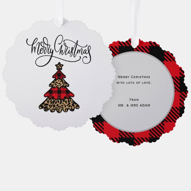 Plaid Christmas Tree Design Merry Christmas Decoration Card (Front/Back)
