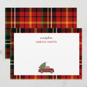 Plaid Christmas Tree Truck Note Card