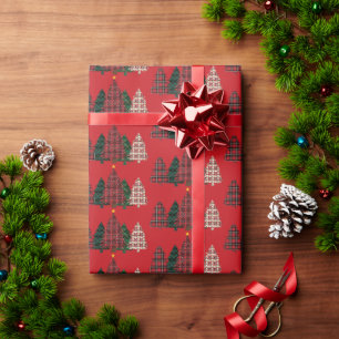 Plaid Christmas Tree Wrapping Paper