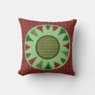 Plaid Christmas Trees Cushion