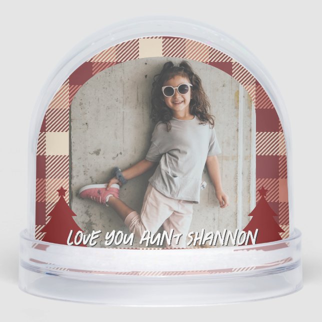 Plaid Christmas Two Photos Snowglobe (Front)