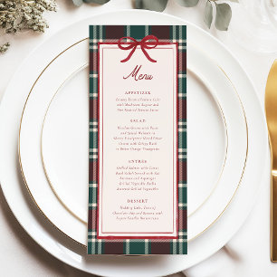 Plaid Christmas Wedding Menu   Holiday Tartan