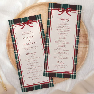 Plaid Christmas Wedding Program   Holiday Tartan