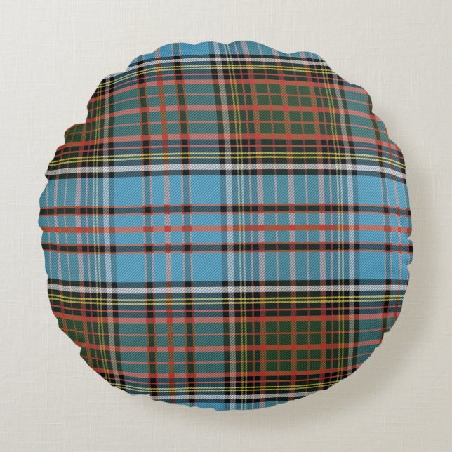 Plaid Clan Anderson Rustic Check Tartan Round Cushion (Front)