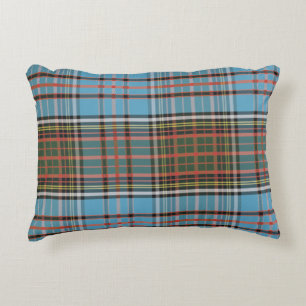 Plaid Clan Anderson Sky Blue Brown Check Tartan Decorative Cushion