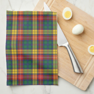 Plaid Clan Buchanan Tartan Red Yellow Green Check Tea Towel