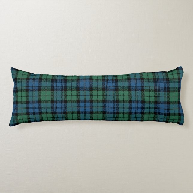 Plaid Clan Campbell Green Blue Check Tartan Body Cushion (Front)