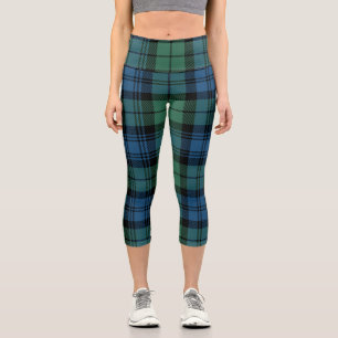Plaid Clan Campbell Green Blue Tartan Capri Leggings