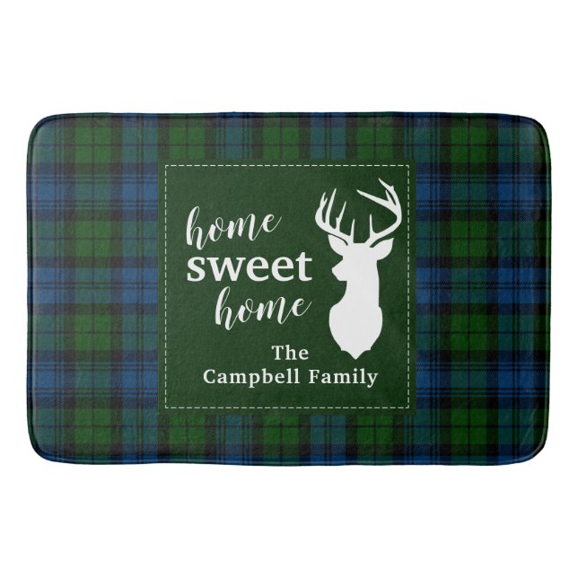 Plaid Clan Campbell Military Tartan Bath Mat (Front)