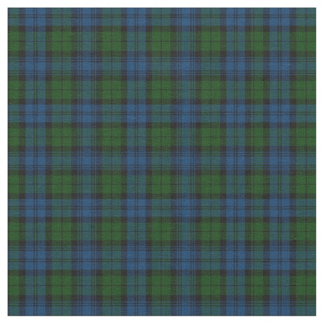 Plaid Clan Campbell Military Tartan Green Black Fabric (Close Up)
