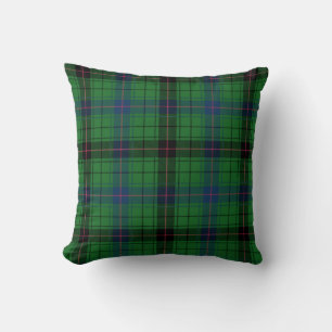Plaid Clan Davidson Blue Green Black Check Tartan Cushion