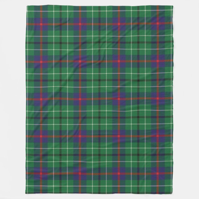 Plaid Clan Duncan Tartan Green Check Fleece Blanket (Front)