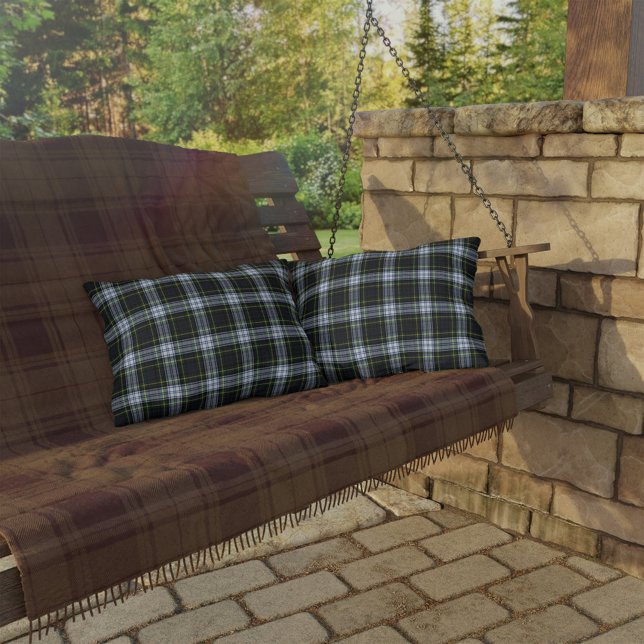 Plaid Clan Gordon Tartan Green White Check Lumbar Cushion (Creator Uploaded)