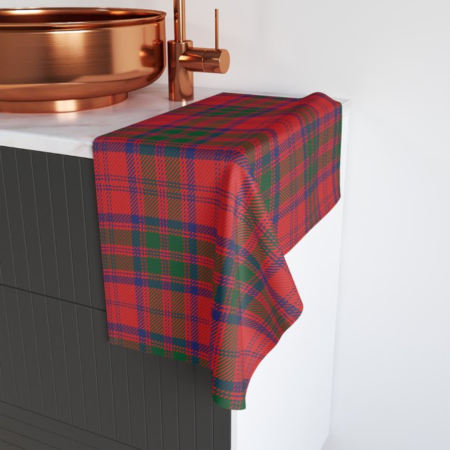 Plaid Clan Grant Red Blue Green Check Tartan Hand Towel (Rustic Red Green Plaid Checkered Tartan Hand Towel)