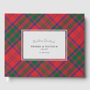 Plaid Clan Grant Red Green Blue Chequered Wedding Guest Book