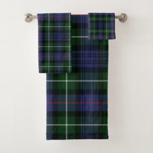Plaid Clan MacKenzie Green Purple Check Tartan Bath Towel Set