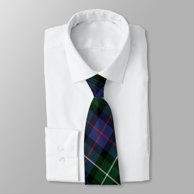 Plaid Clan MacKenzie Purple Black Check Tartan Tie (Tied)