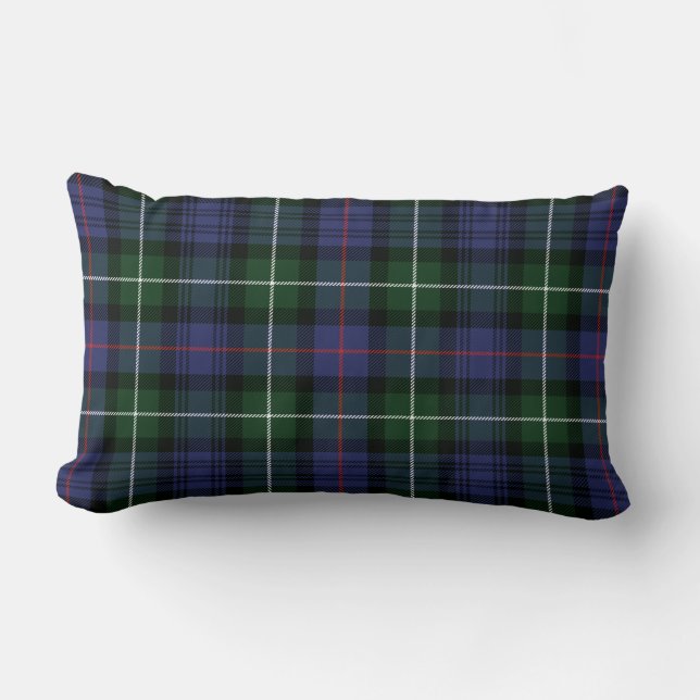 Plaid Clan MacKenzie Purple Green Check Tartan Lumbar Cushion (Front)