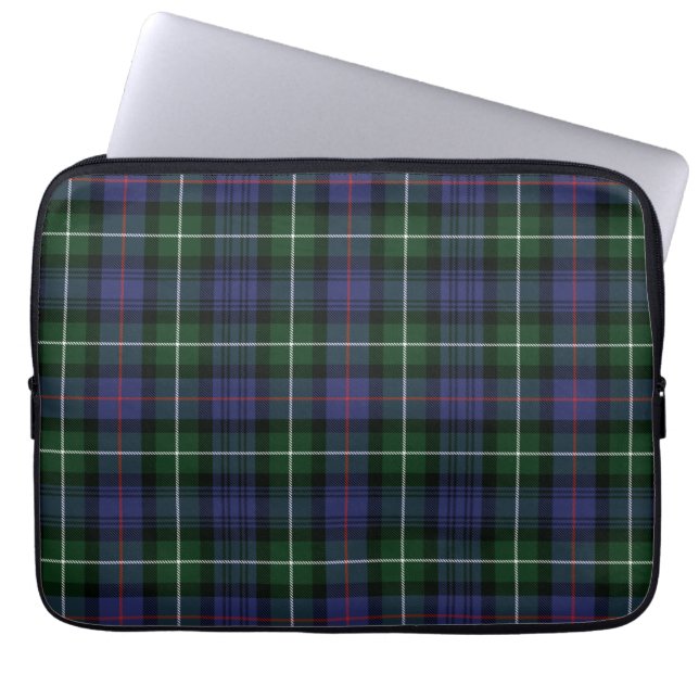 Plaid Clan MacKenzie Purple Green Grey Tartan Laptop Sleeve (Front)