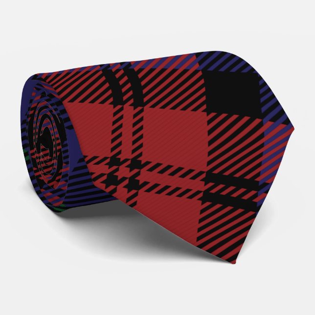 Plaid Clan MacLachlan Purple Red Check Tartan Tie (Rolled)