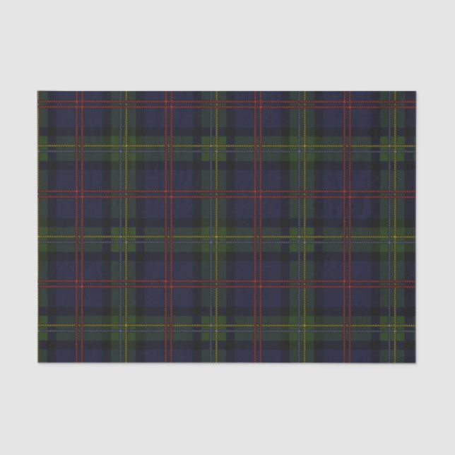Plaid Clan Malcolm Green Purple Black Check Tartan Tissue Paper (Front)