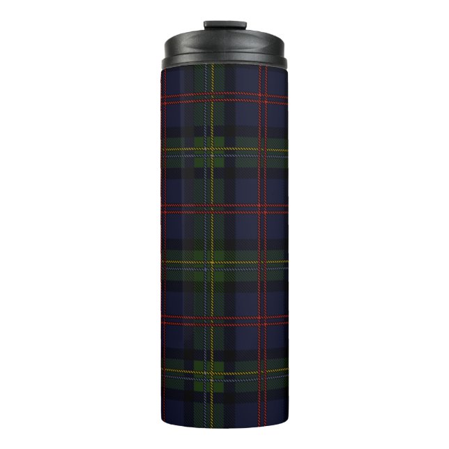 Plaid Clan Malcolm Green Purple Scottish Check Thermal Tumbler (Front)